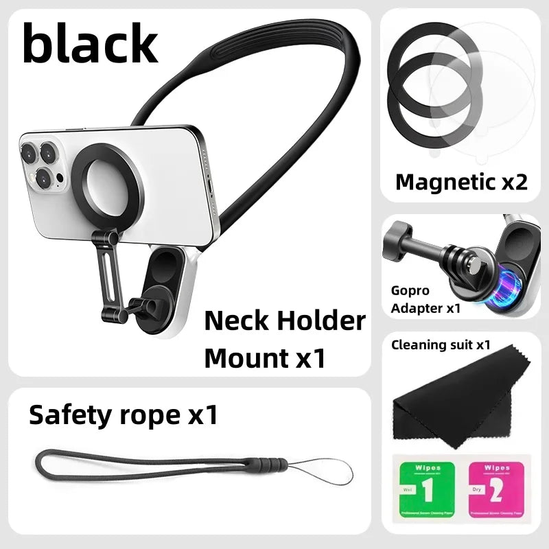 Magnetic Neck Holder Mount Necklace POV for Mobile Phones Smartphones Iphone 11 12 13 14 15 Android Sumsung Accessory