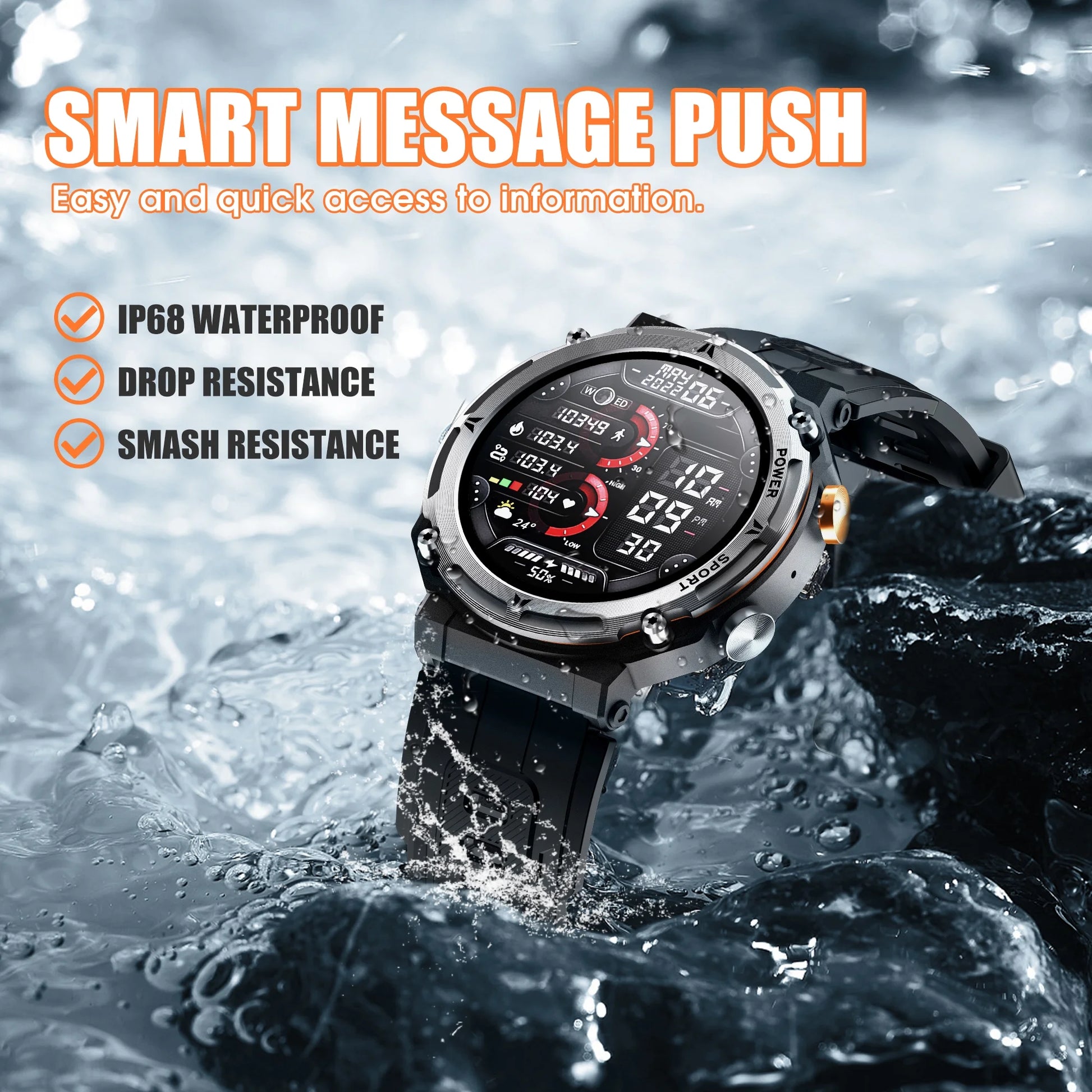 Smart Watches for Men, Bluetooth Call Receive Dial, 1.39" Rugged Smartwatch for Iphone/Android, C21Pro Outdoor Smart Watch, Black