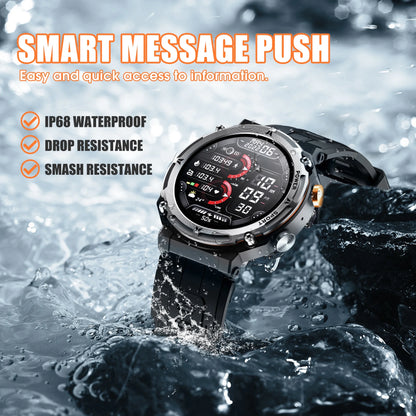 Smart Watches for Men, Bluetooth Call Receive Dial, 1.39" Rugged Smartwatch for Iphone/Android, C21Pro Outdoor Smart Watch, Black