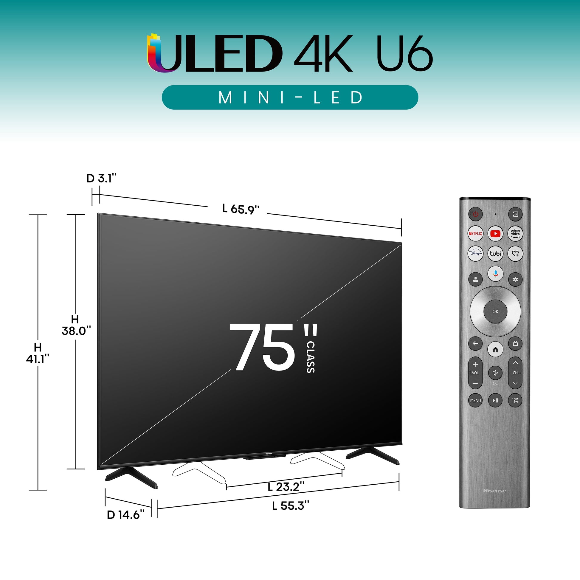 75-Inch Class U6 Series Mini-Led ULED 4K UHD Google Smart TV (75U6N) - QLED Quantum Dot Color, Dolby Vision, Full Array Local Dimming, Game Mode Plus