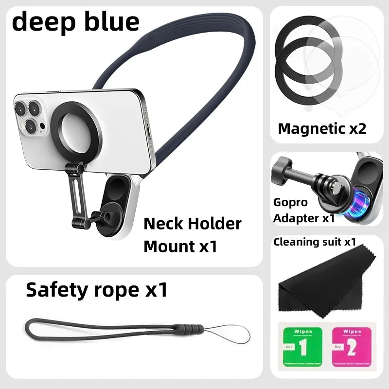 Magnetic Neck Holder Mount Necklace POV for Mobile Phones Smartphones Iphone 11 12 13 14 15 Android Sumsung Accessory