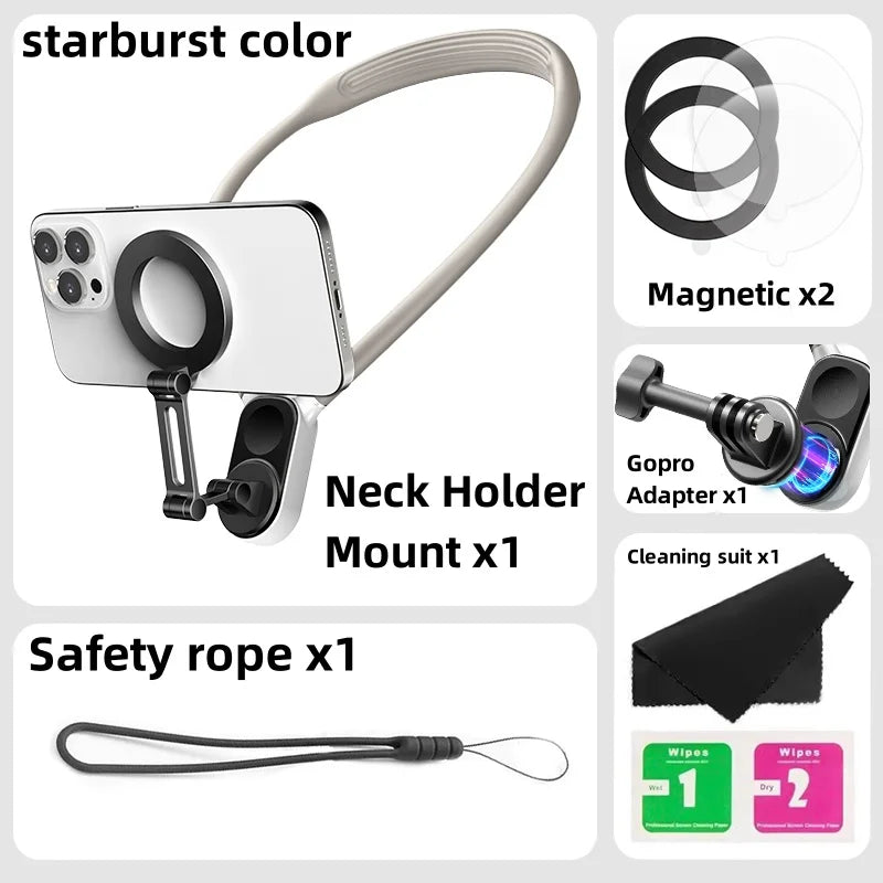 Magnetic Neck Holder Mount Necklace POV for Mobile Phones Smartphones Iphone 11 12 13 14 15 Android Sumsung Accessory