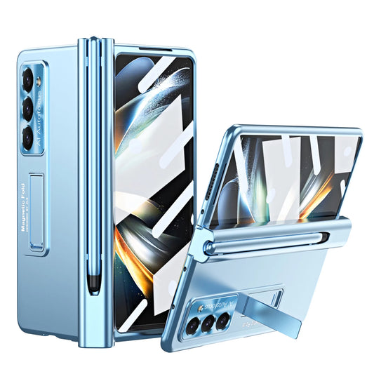 Slim Case for Samsung Galaxy Z Fold 5, All-Inclusive Protection Pen Slot Anti-Fall Hinge Protection Hidden Kickstand Built-In Screen Protector Minimalist Case for Samsung Galaxy Z Fold5,Blue